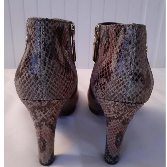 EUC Tommy Hilfiger Brown Leather - Snakeskin Heeled Bootie, 38 - Picture 7 of 7